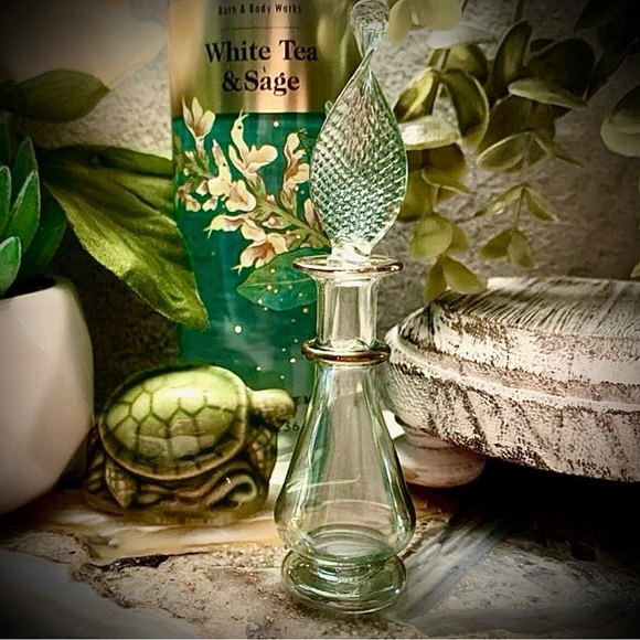 None Other - 2199 Artisan Glass Mini Perfume Bottle with Green Accents